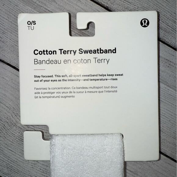 Lululemon NWT White Cotton Terry Headband Sweatband with Black Logo - Picture 4 of 7